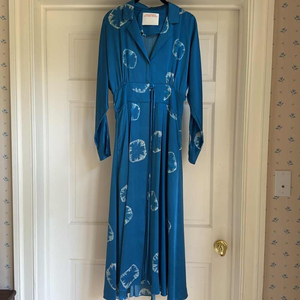 Alejandra Alonso Rojas Shibori Silk Tie-Front Dress - Picture 7 of 15
